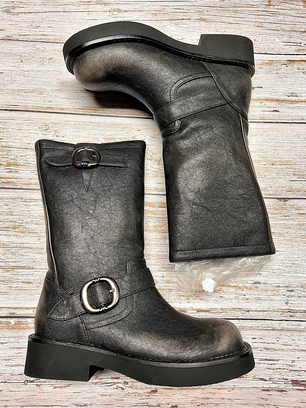 Black Buckle Tall Boots
